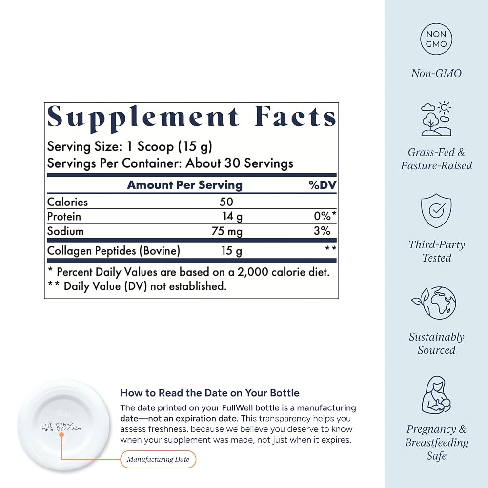 FullWell Unflavored Collagen Peptides Powder - 30 Servings - image 4