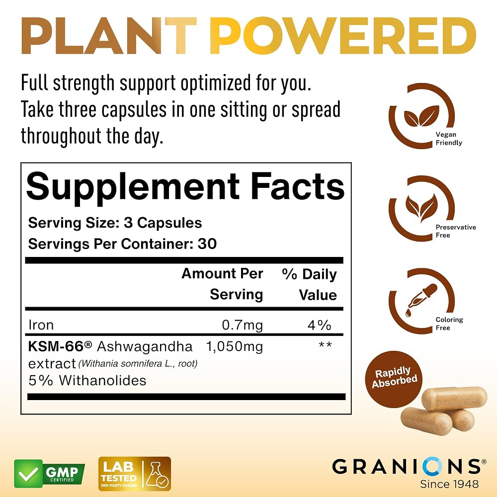 Granions KSM-66 Ashwagandha Stress & Focus Support - 90 Capsules - image 6