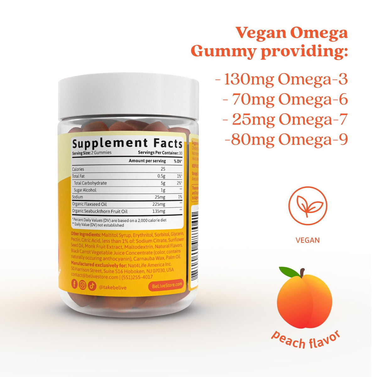 BeLive Organic Omega 3 Gummies with Omegas 6