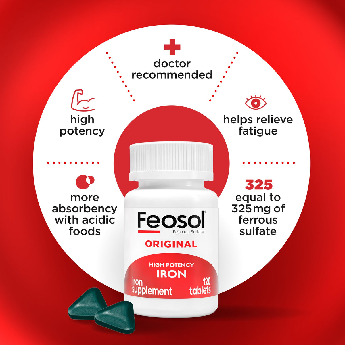 Feosol Original Iron Supplement Tablets 65mg - 120 Tablets - image 3