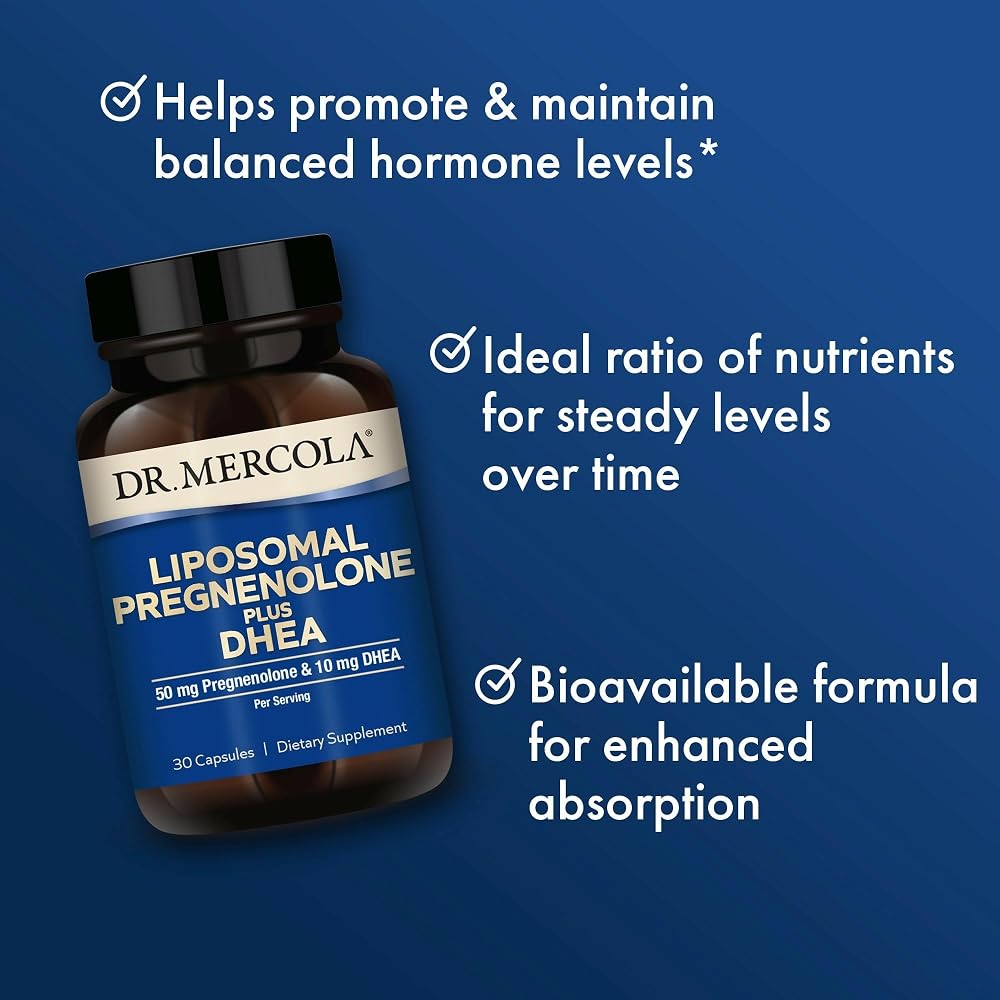 Dr. Mercola Liposomal Pregnenolone Plus DHEA, 50 mg