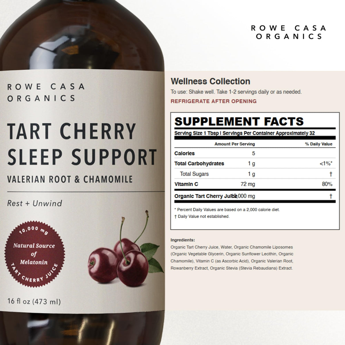 Rowe Casa Organics Tart Cherry Sleep Support with Valerian Root - 16 fl oz - image 2