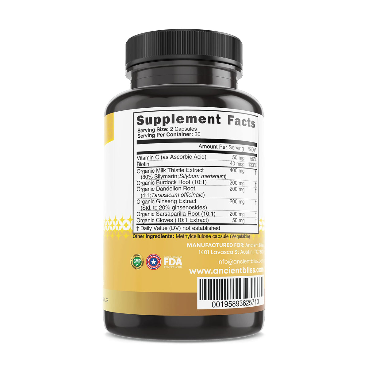 Ancient Bliss Liver Love Milk Thistle Supplement - 60 Capsules - image 6