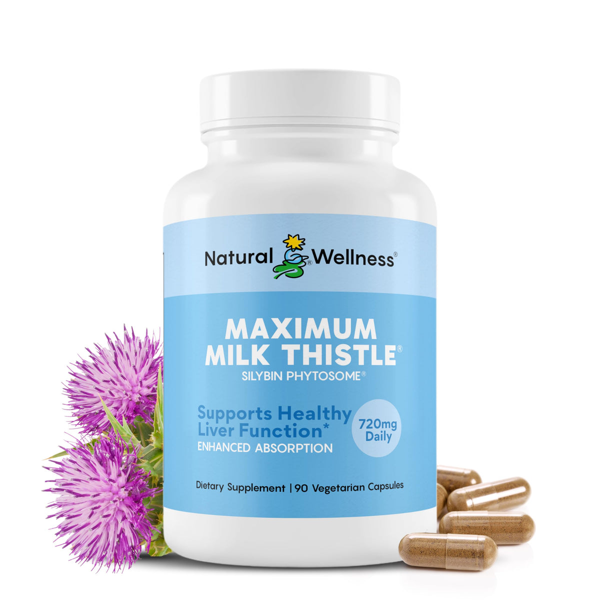Natural Wellness Milk Thistle Formula Bottles - 90 Capsules
