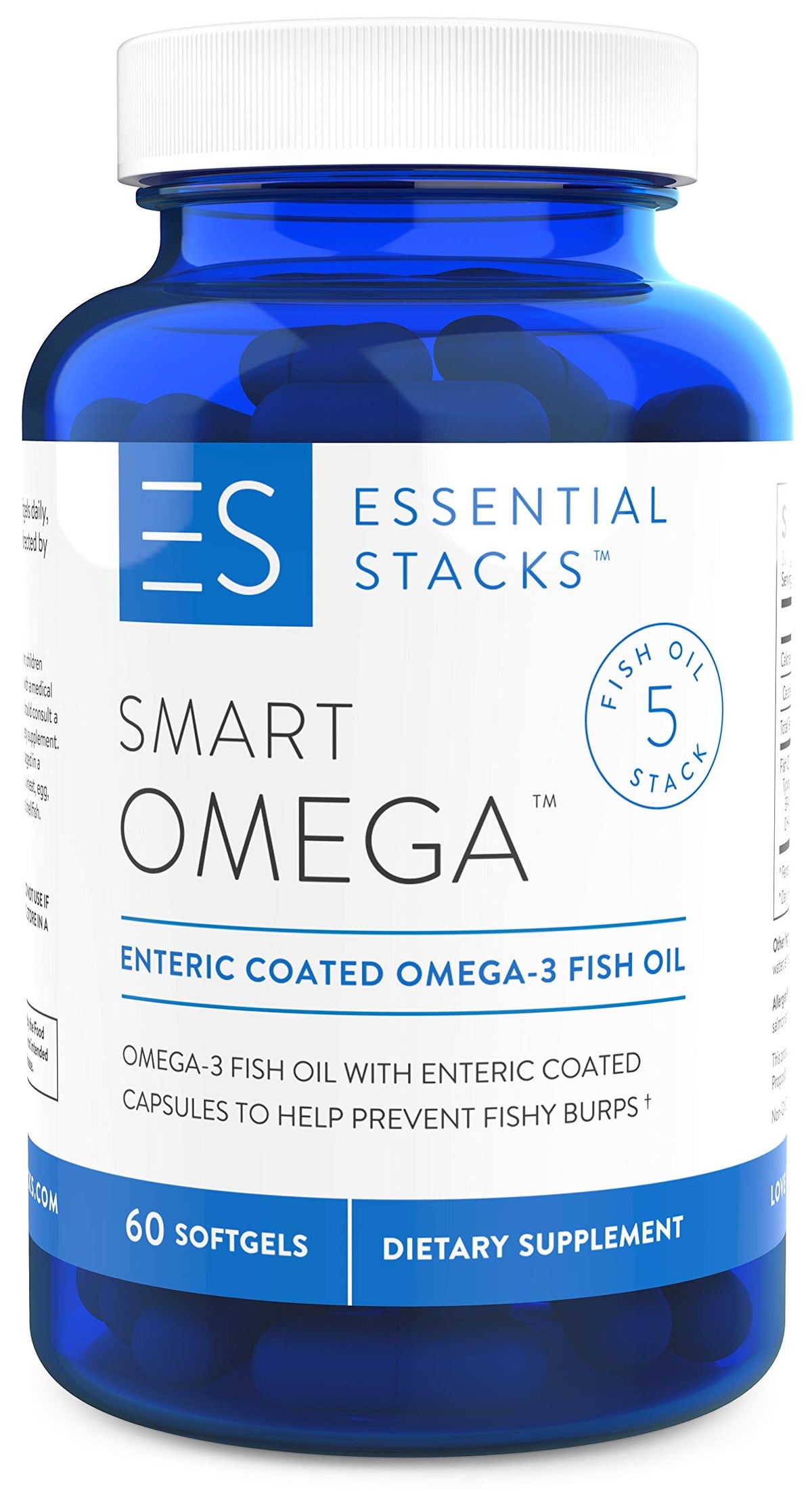 Essential Stacks Smart Omega 3 Burpless Fish Oil 1400mg - 60 Softgels