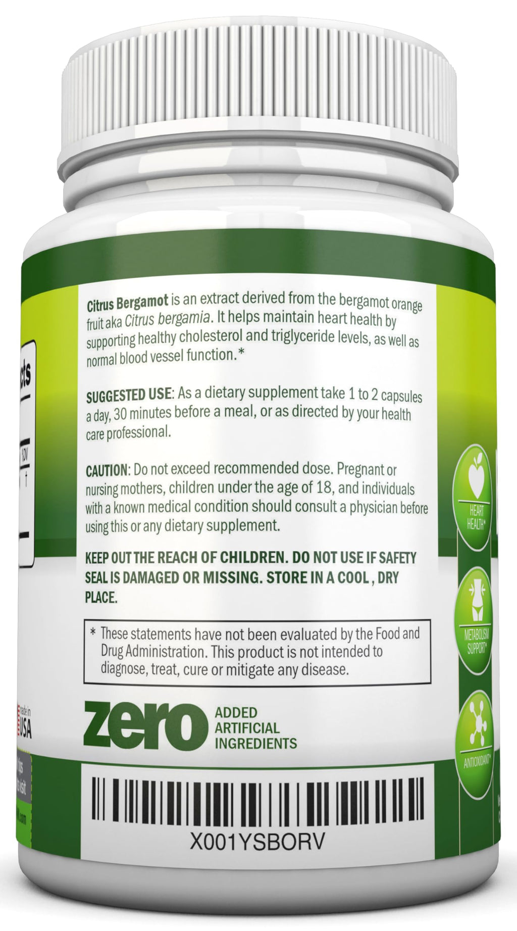 NutriONN Citrus Bergamot 500 mg - 90 Vegetarian Capsules - image 3