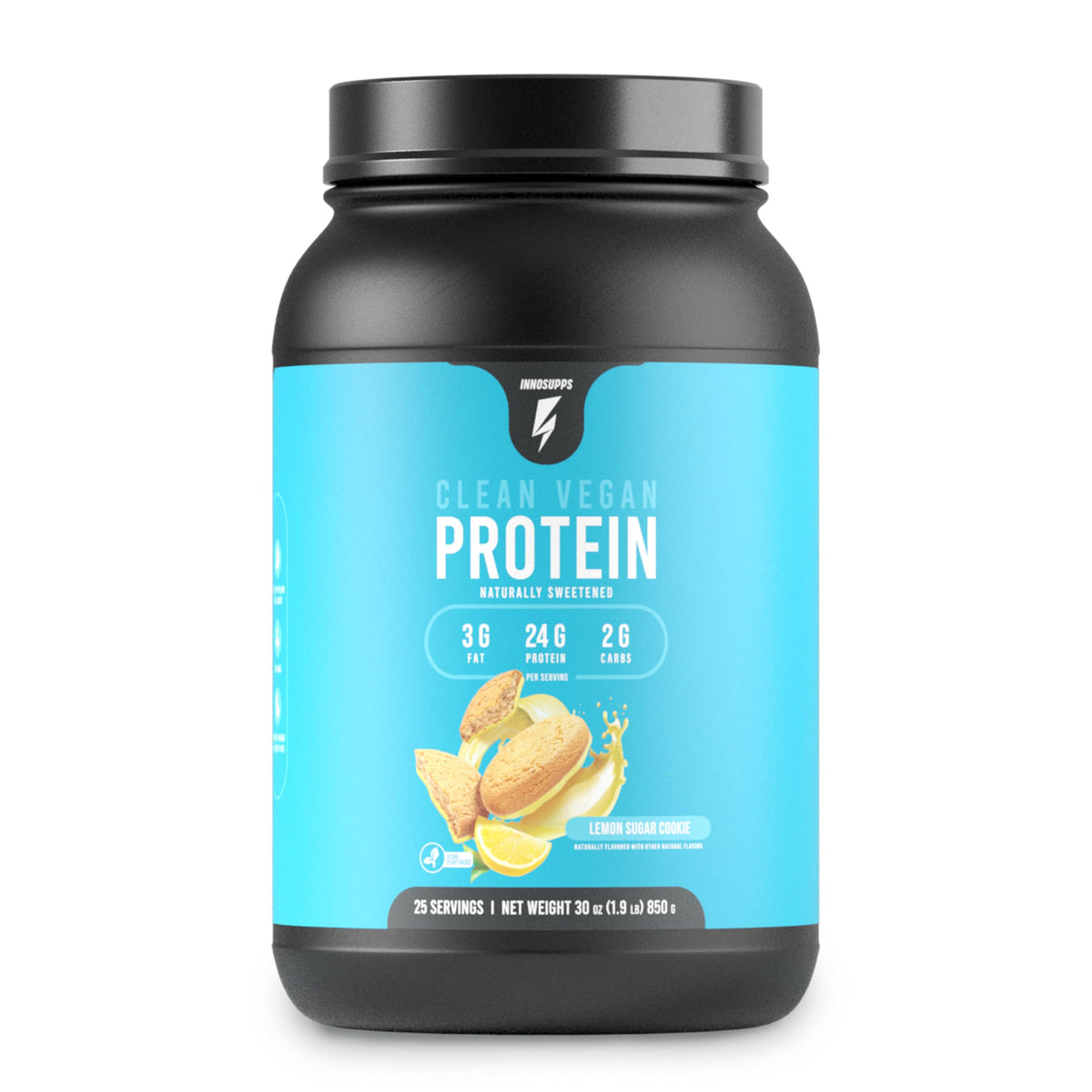 InnoSupps Clean Vegan Protein Powder Lemon Sugar Cookie - 30 oz