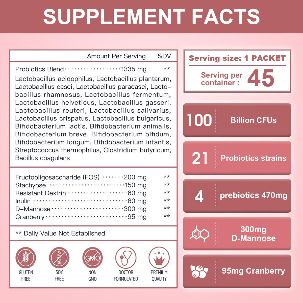 NATURE TARGET Women's Probiotics Powder 100 Billion CFU - 45 Servings - image 2