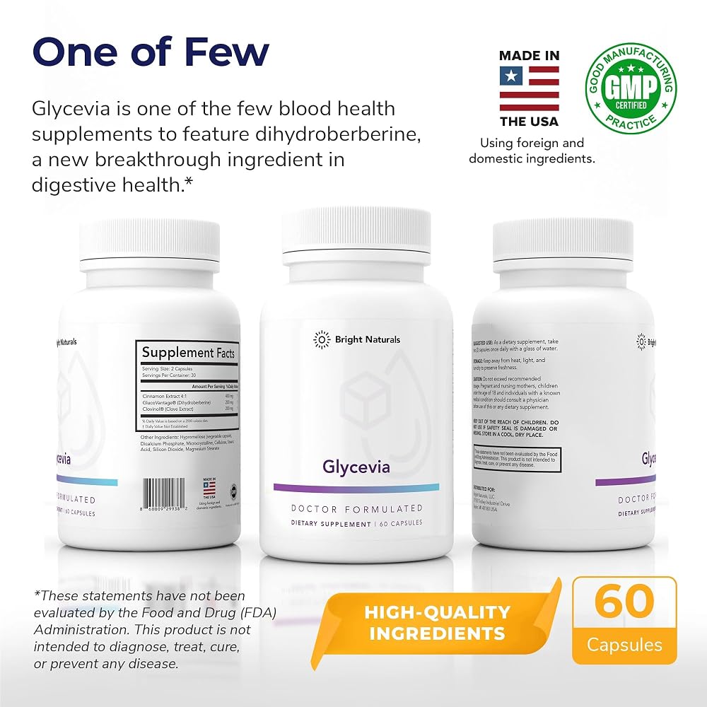 Bright Naturals Glycevia - Dihydroberberine Supplement Balances Blood