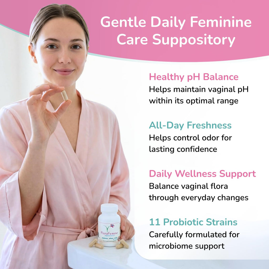 FLORAFEMME Vaginal Probiotics Suppository pH & Odor Support - 10 Capsules - image 4
