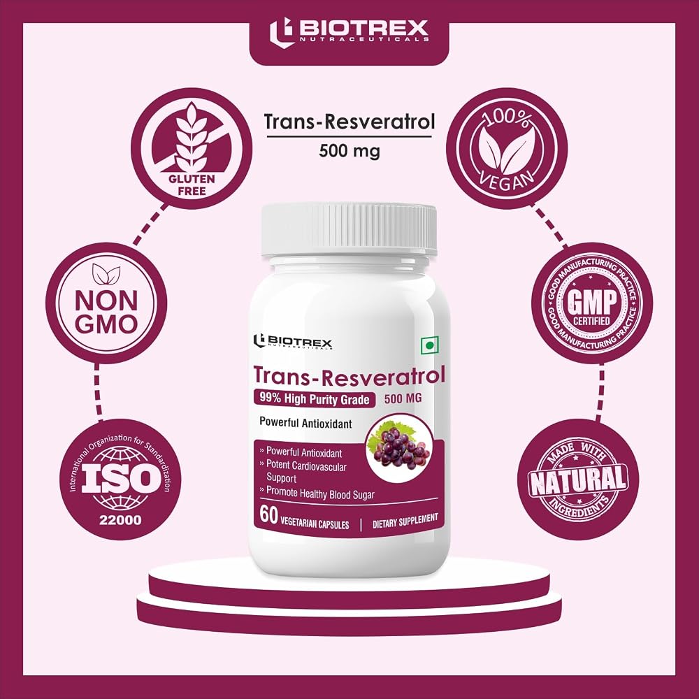BIOTREX NUTRACEUTICALS Resveratrol 500mg - 60 Capsules - image 7