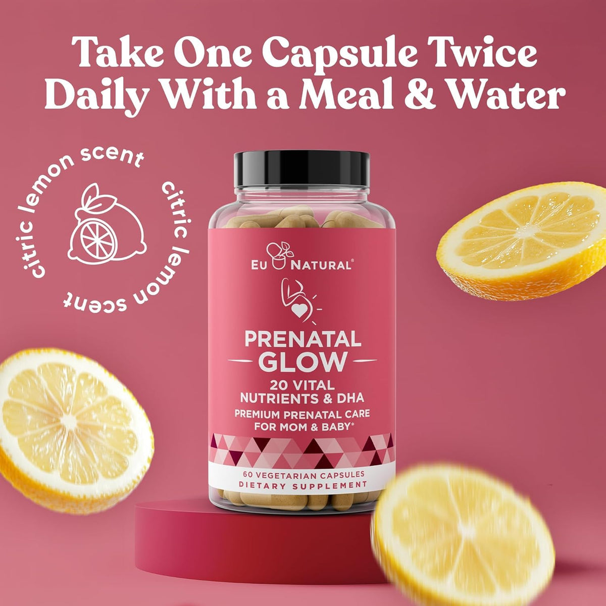 Eu Natural Glow Prenatal Vitamins with Folate & DHA - 60 Vegetarian Capsules - image 7