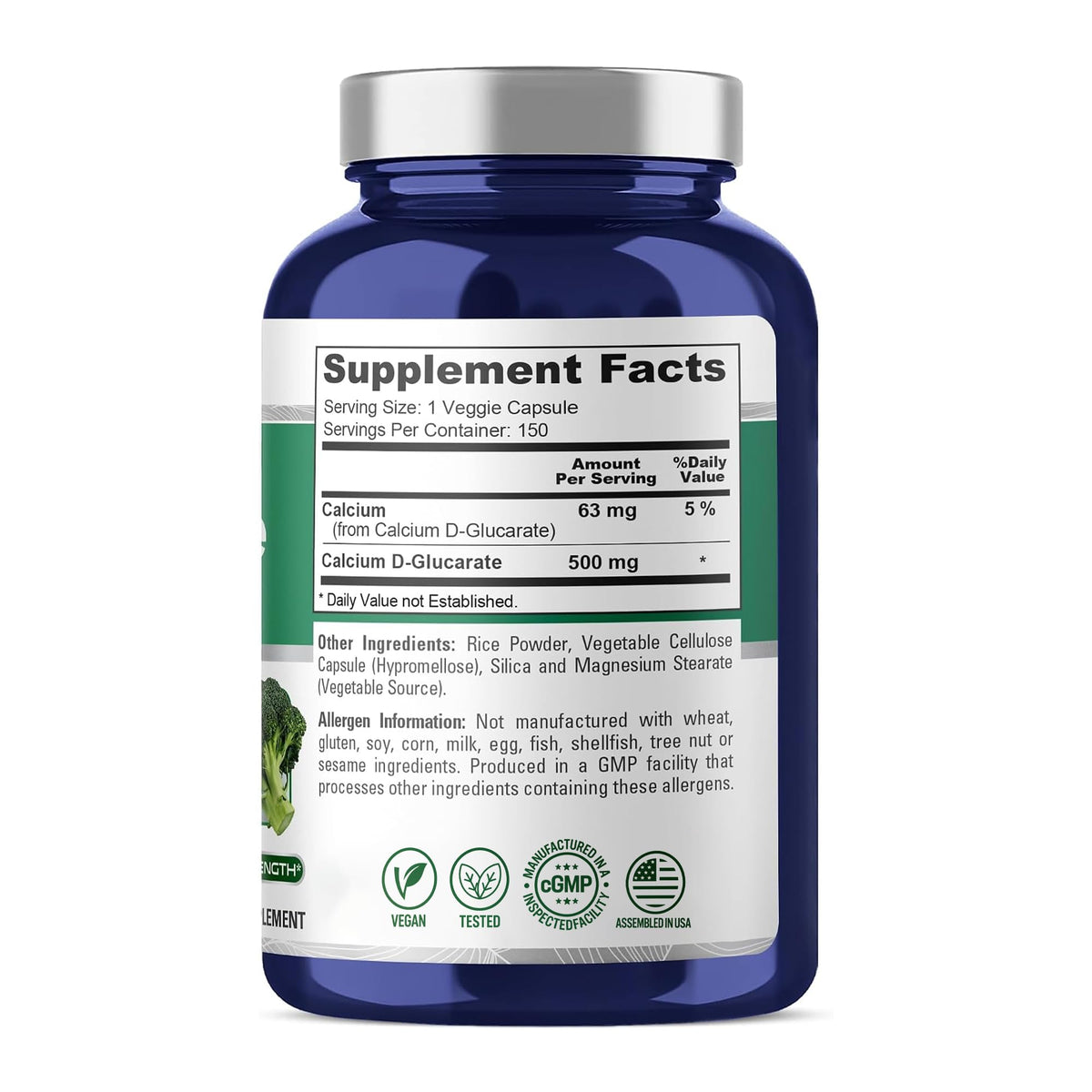NusaPure Calcium D-Glucarate 500mg - 150 Vegetarian Capsules - image 2
