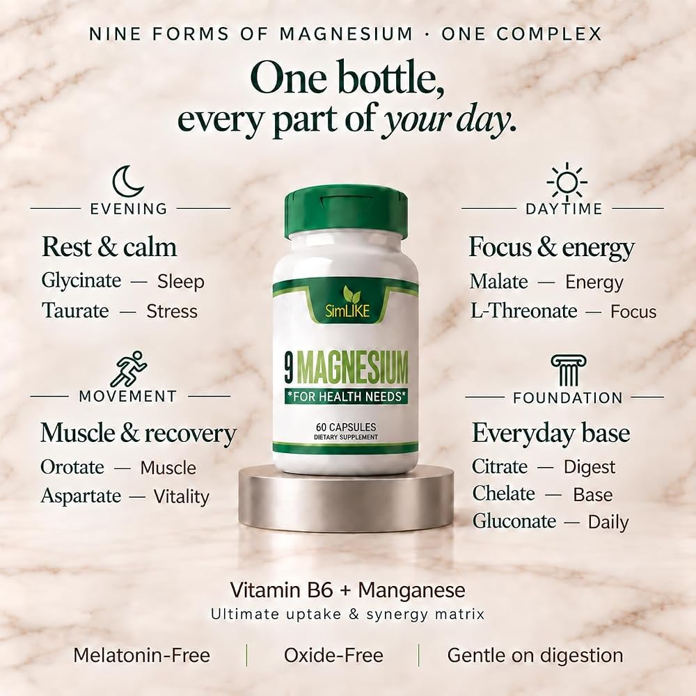 Simlike Magnesium Complex for Women, 9-in-1 High Absorption - 60 Capsules - image 2