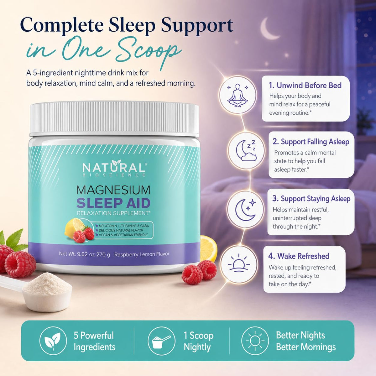 Natural BioScience Magnesium Sleep Night Time Powder - 9.52 oz - image 3