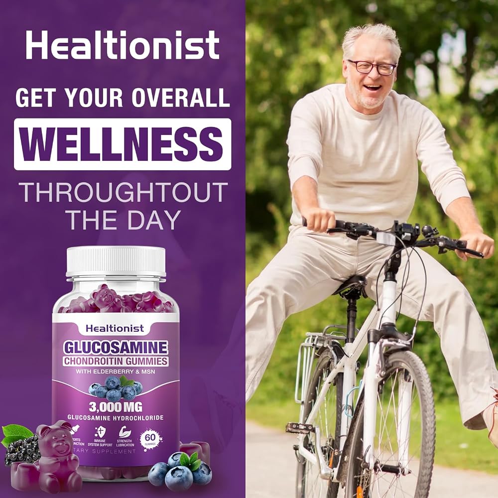 Healtionist Glucosamine Chondroitin Gummies with MSM & Elderberry - 120 Count - image 7