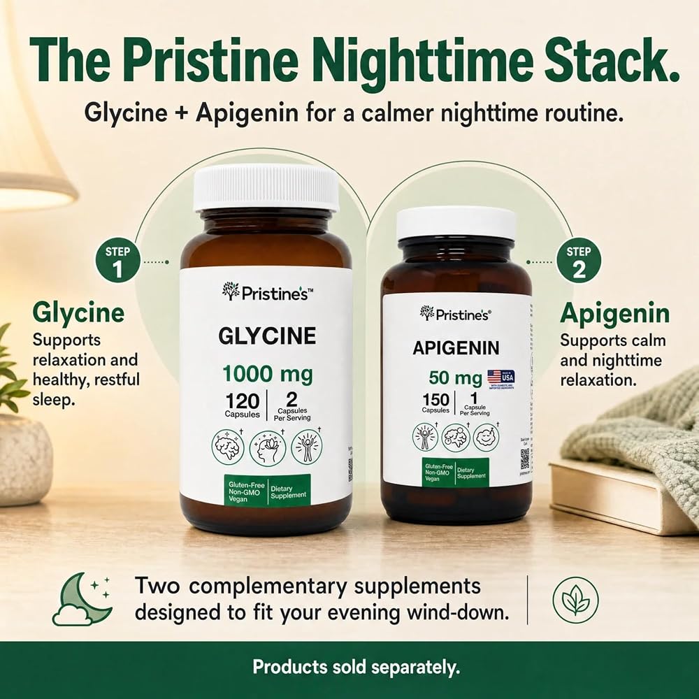 PRISTINE'S Glycine 1000mg Capsules Amino Acid for Sleep Support - 120 Capsules - image 5