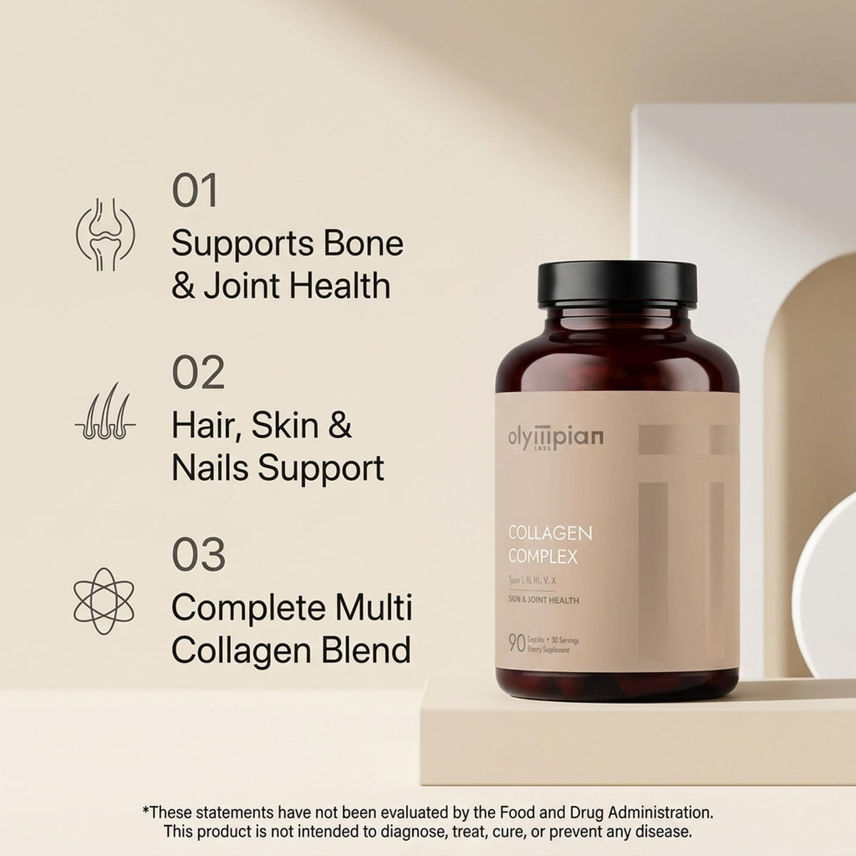 Olympian Labs Multi Collagen Complex Types I, II, III, V, X - 90 Capsules - image 4