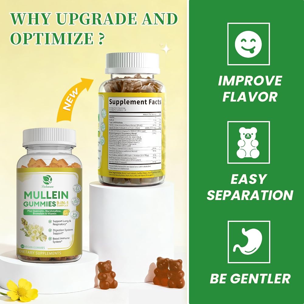 Lukaree Mullein Gummies for Lung Cleanse & Lymphatic Drainage - 120 Count - image 8