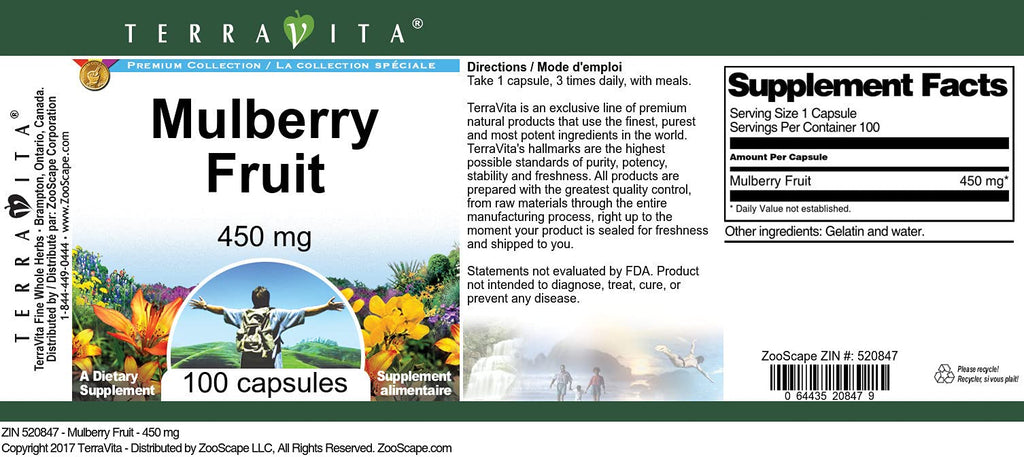 Terravita Mulberry Fruit 450 mg - 100 Capsules - image 2