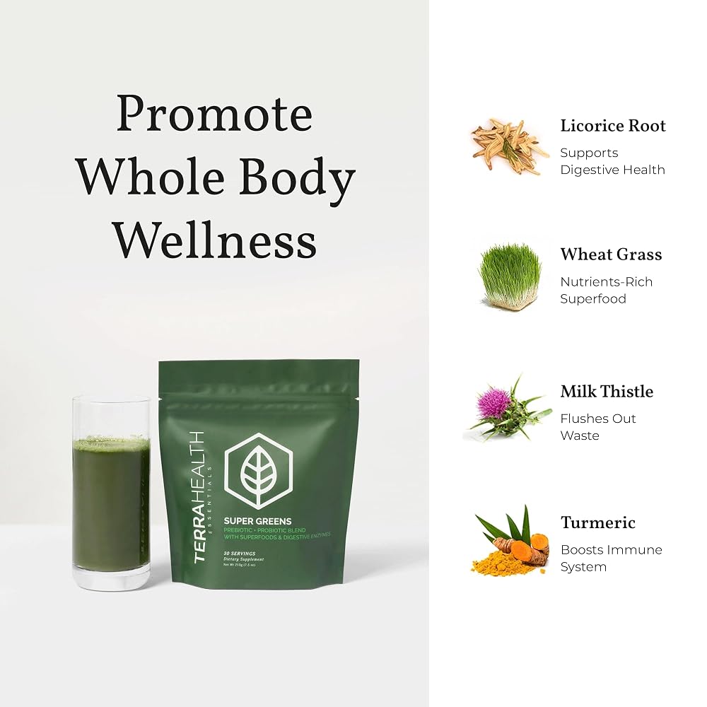 Terra Health Essentials Super Greens Powder with Prebiotics & Probiotics - image 5