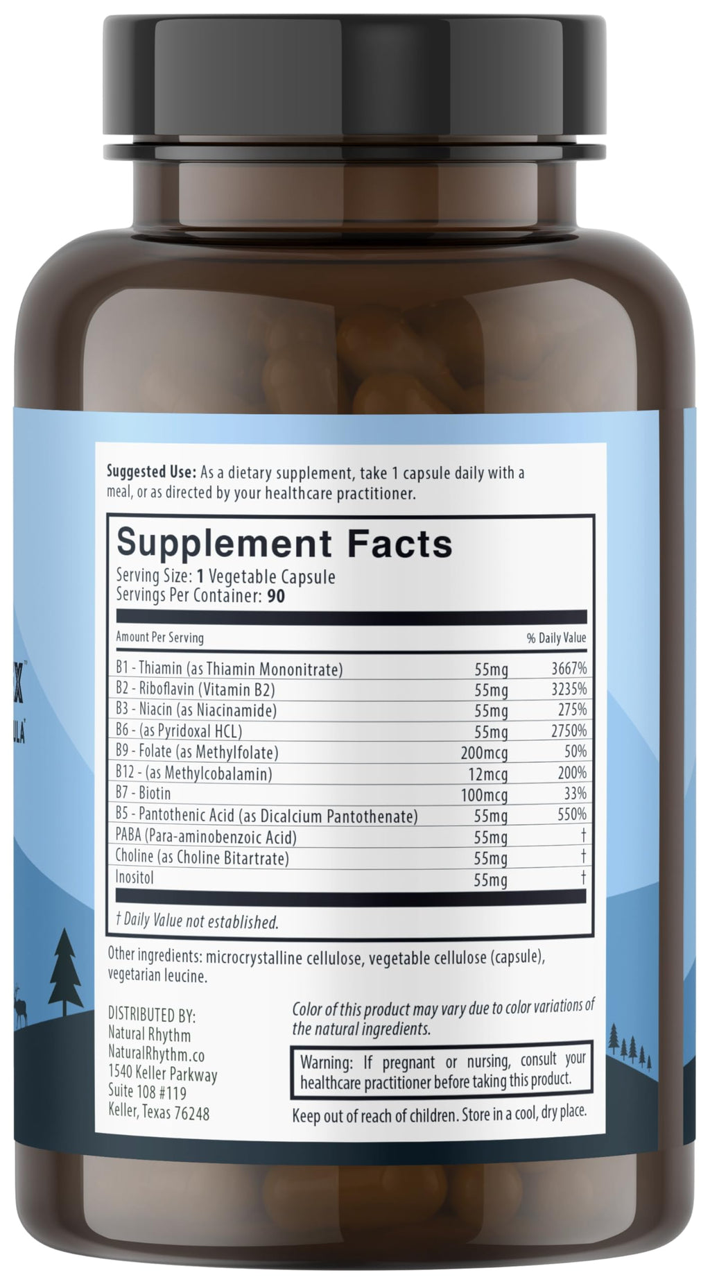 Natural Rhythm B-CALMplex B-Complex with Methylfolate & B12 - 90 Capsules - image 3