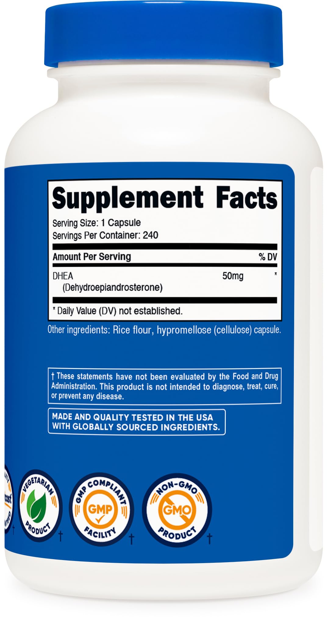 Nutricost DHEA 50mg Capsules - Gluten Free