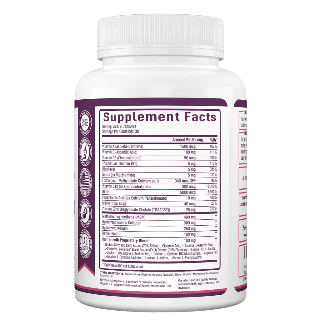 Purely Optimal Hair Growth with Biotin & Collagen - 60 Capsules - image 6