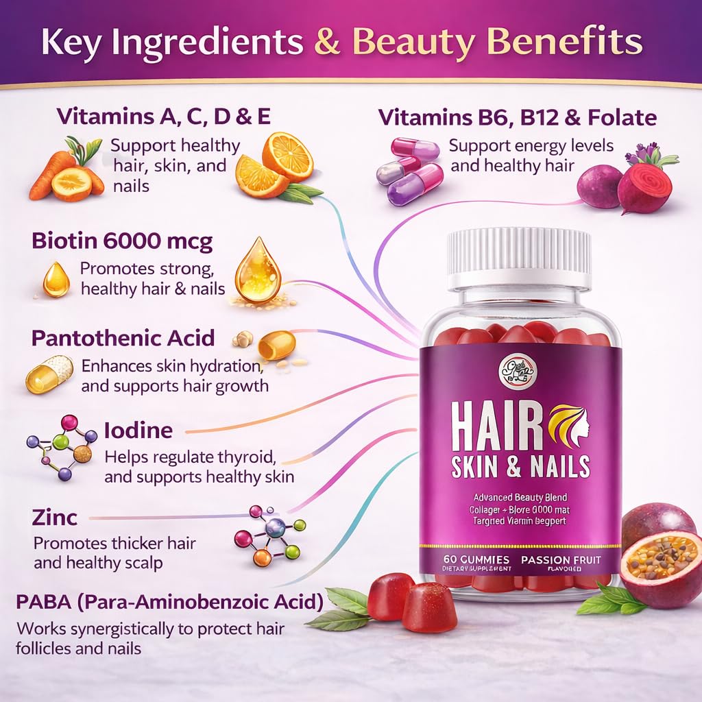Grab The Gold Hair Skin & Nails Gummies with Biotin Collagen - 60 Count - image 4