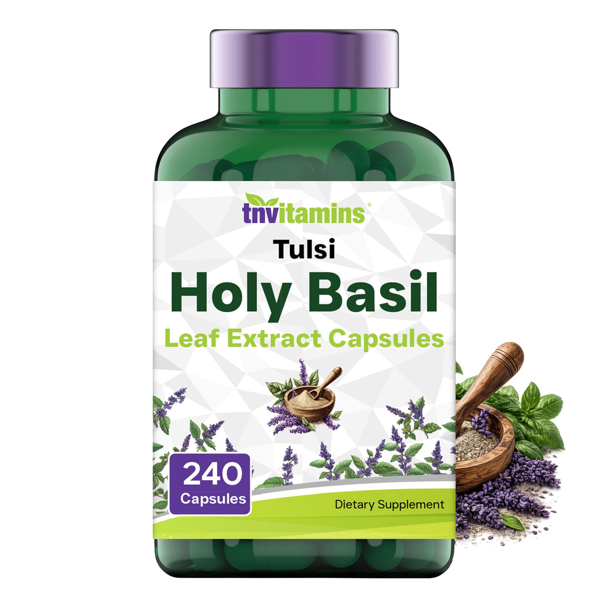 tnvitamins Holy Basil Capsules Adaptogenic Herb - 240 Count