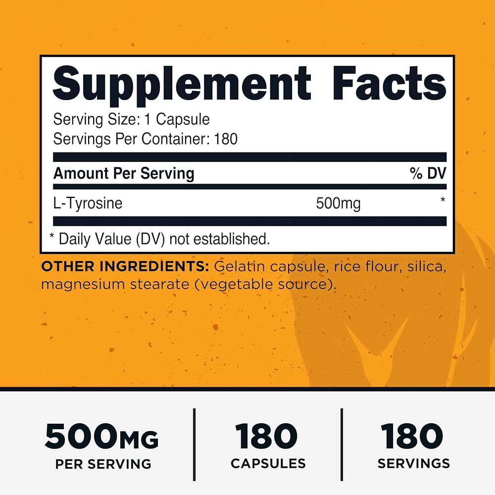 Primal L-Tyrosine 500mg - 180 Capsules - image 2