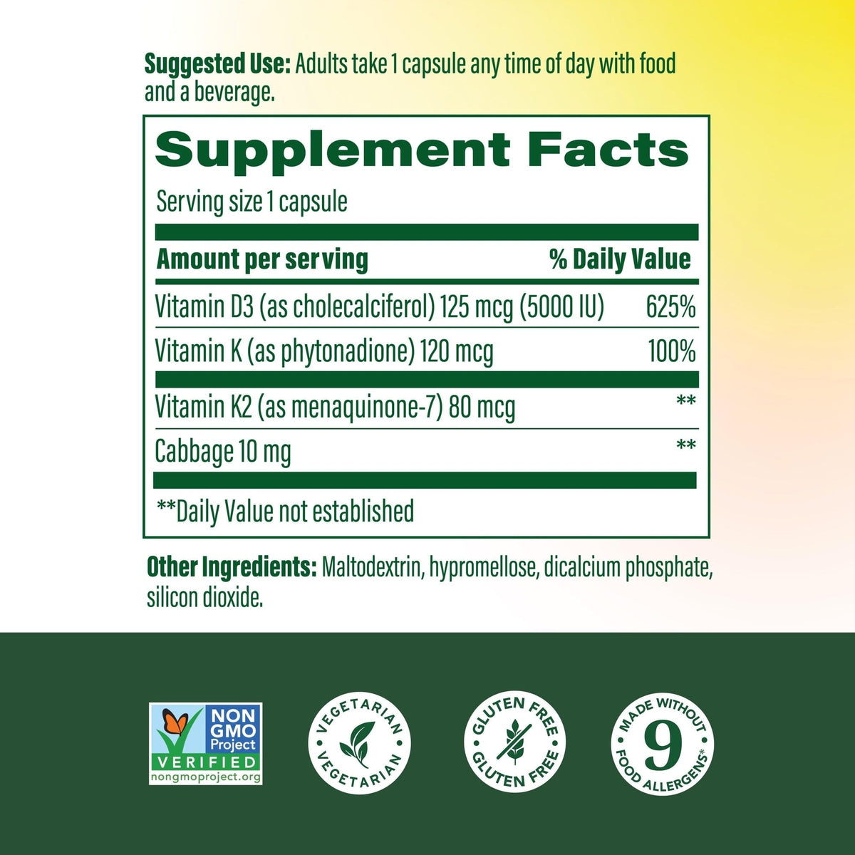 MegaFood Vitamin D3 5000 IU (125 mcg) - Vegetarian Supplements