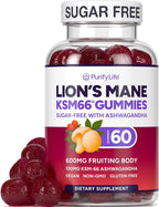 Purify Life Lions Mane Gummies with KSM-66 Ashwagandha - 60 Count