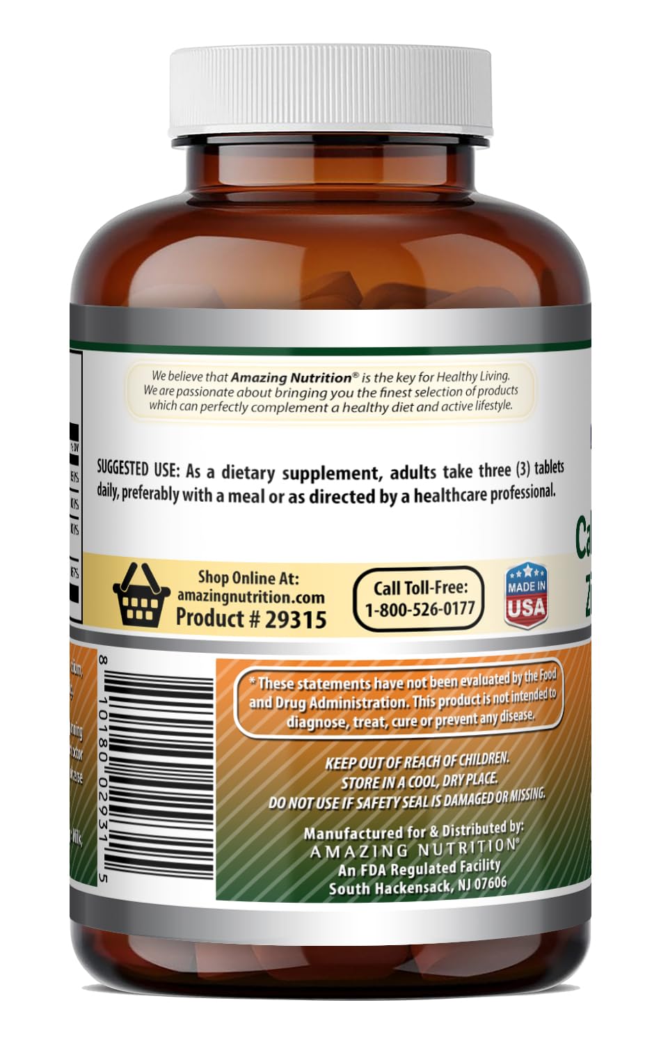 Amazing Formulas Calcium Magnesium Zinc with Vitamin D3 Supplement