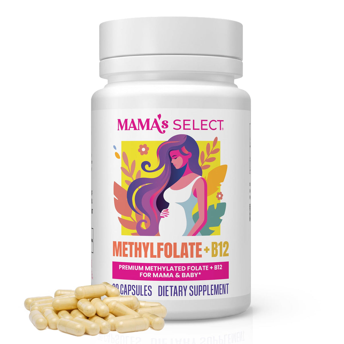 Mama's Select Methylated B12 + Methylfolate Prenatal Folate - 30 Capsules