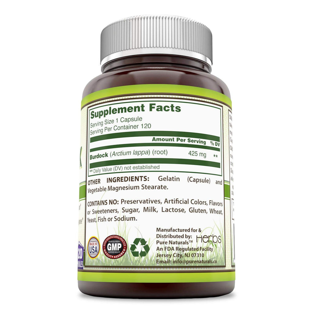 Pure Naturals Burdock Root 425mg - 120 Capsules - image 3