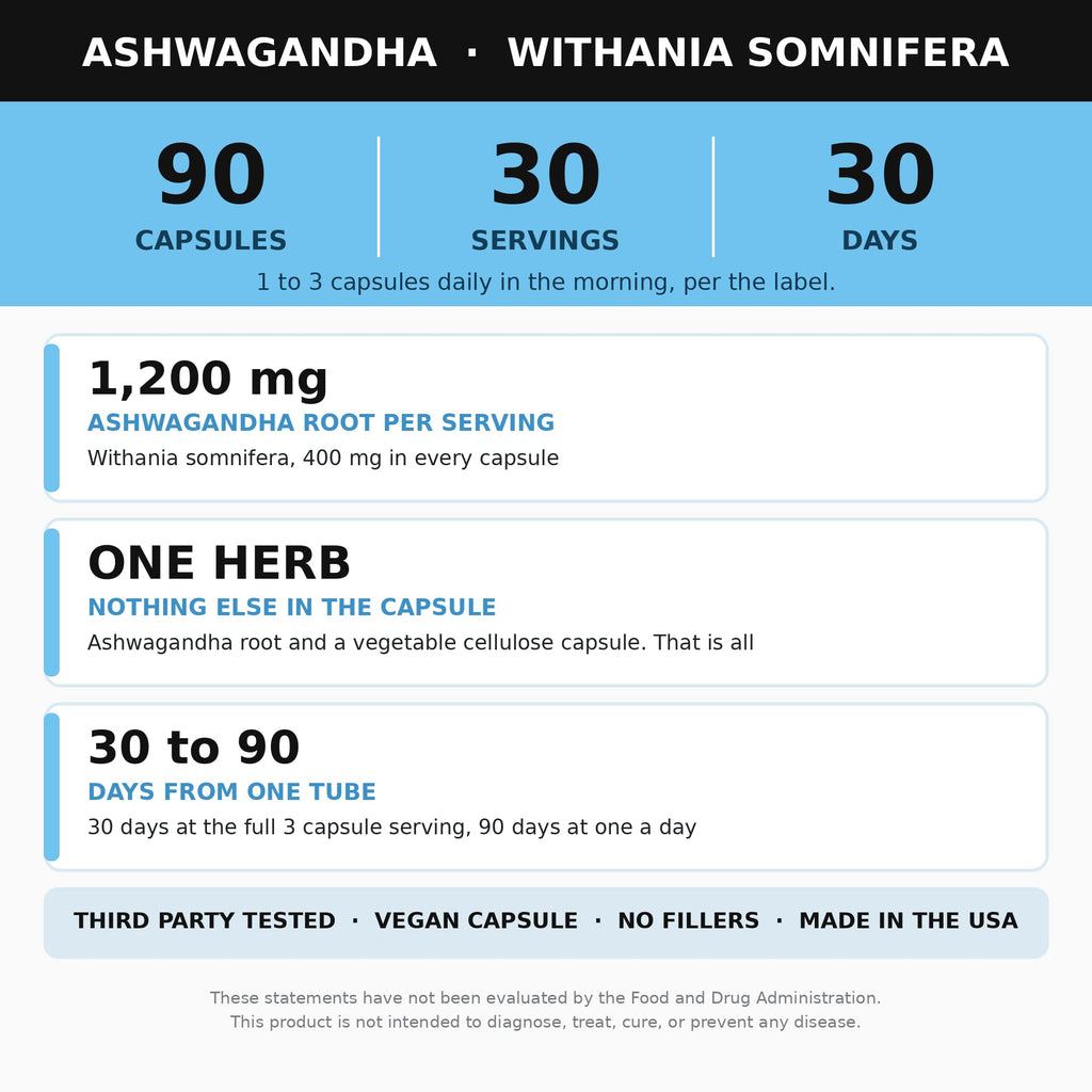 Alkaline Herb Ashwagandha Supplement Whole Root - 90 Capsules - image 4