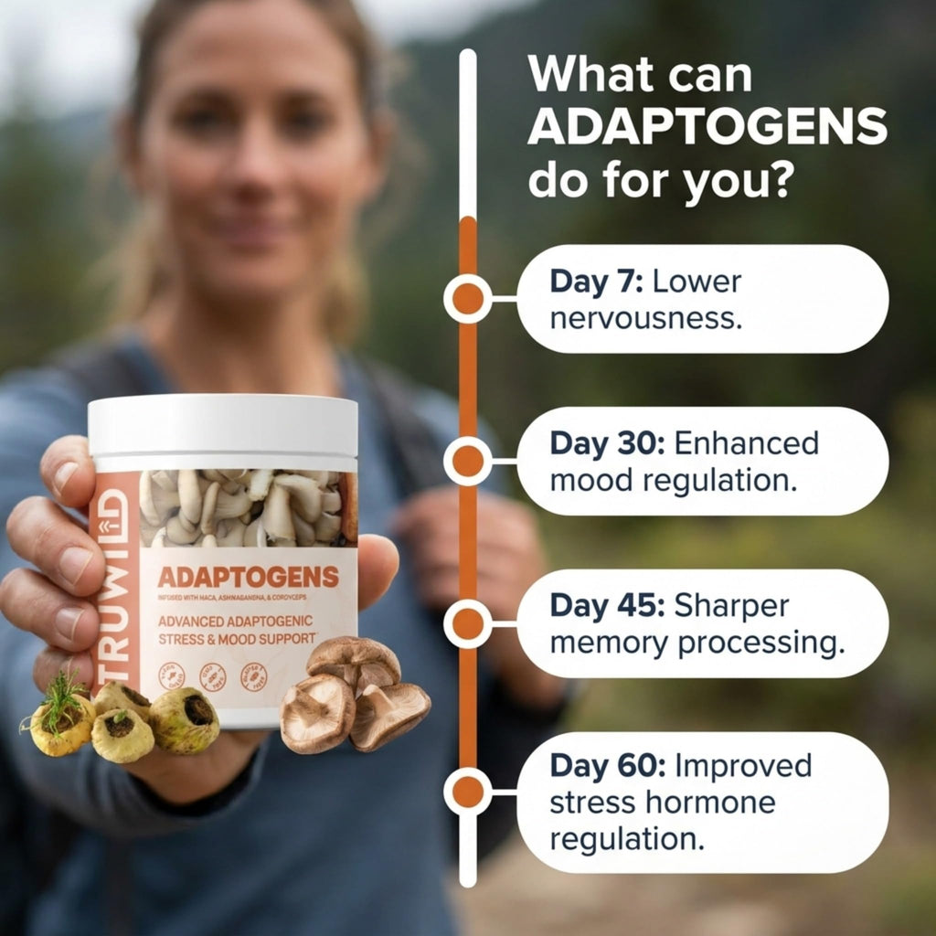 TruWild Adaptogens Vegan Capsule Supplement w/Ashwagandha + Maca