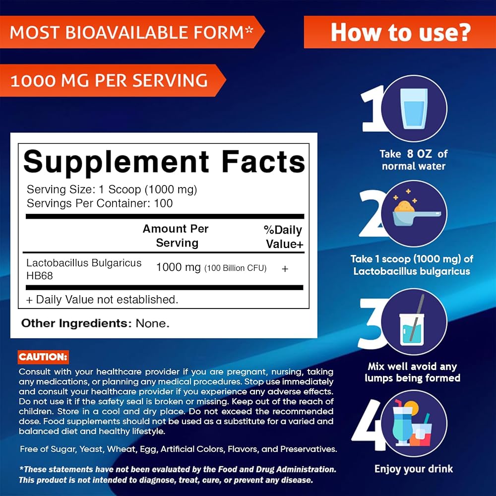 Vitamatic Lactobacillus Bulgaricus Probiotic Powder - 100 Servings - image 2