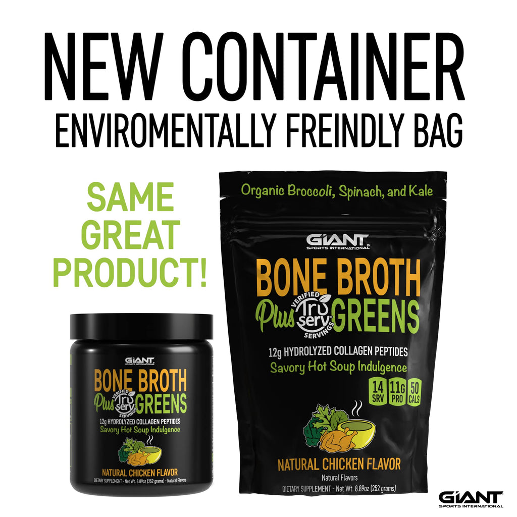 Giant Sports Bone Broth Powder Chicken Grass Fed - 8.89 oz - image 2
