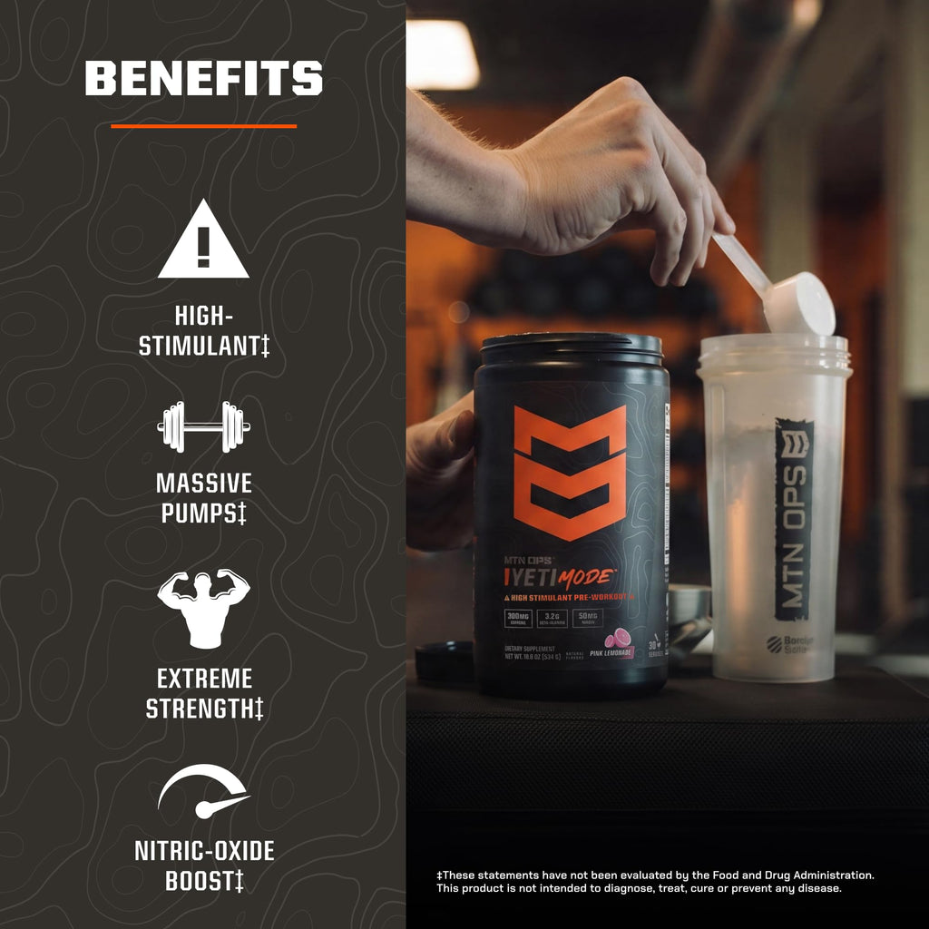 MTN OPS Yeti Mode Pre-Workout Powder - Explosive High-Stimulant