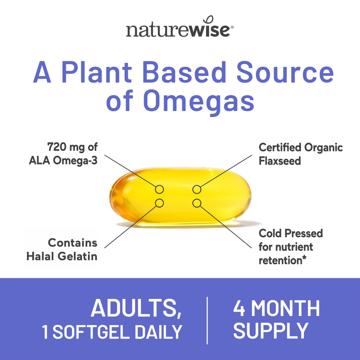 NatureWise Flaxseed Oil 1200 mg Omega 3 6 9 - 120 Softgels - image 4