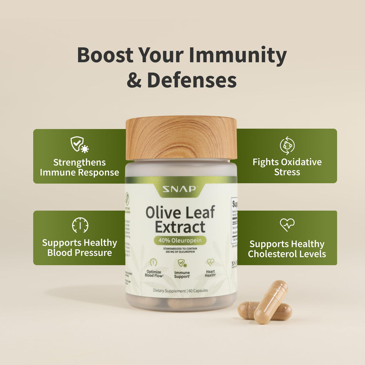 Snap Supplements Olive Leaf Extract 40% Oleuropein - 60 Capsules - image 3