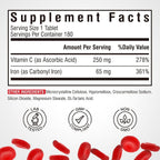 Vitalibre Iron Supplement, 65mg Carbonyl Iron with 250mg Vitamin C