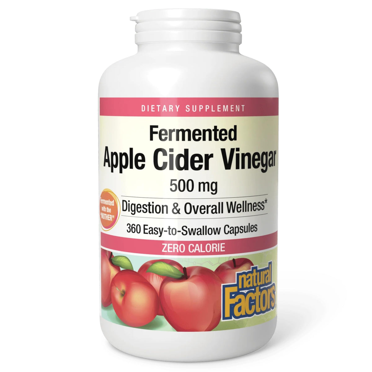 Natural Factors Fermented Apple Cider Vinegar 500 mg - 360 Capsules