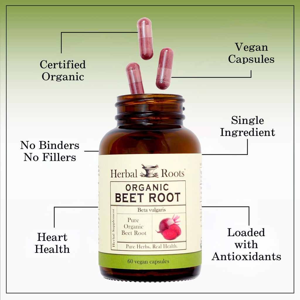 Herbal Roots Organic Beet Root Powder Capsules for Heart Health - 60 Count - image 4