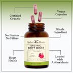 Herbal Roots Organic Beet Root Powder Capsules for Heart Health - 60 Count - image 4