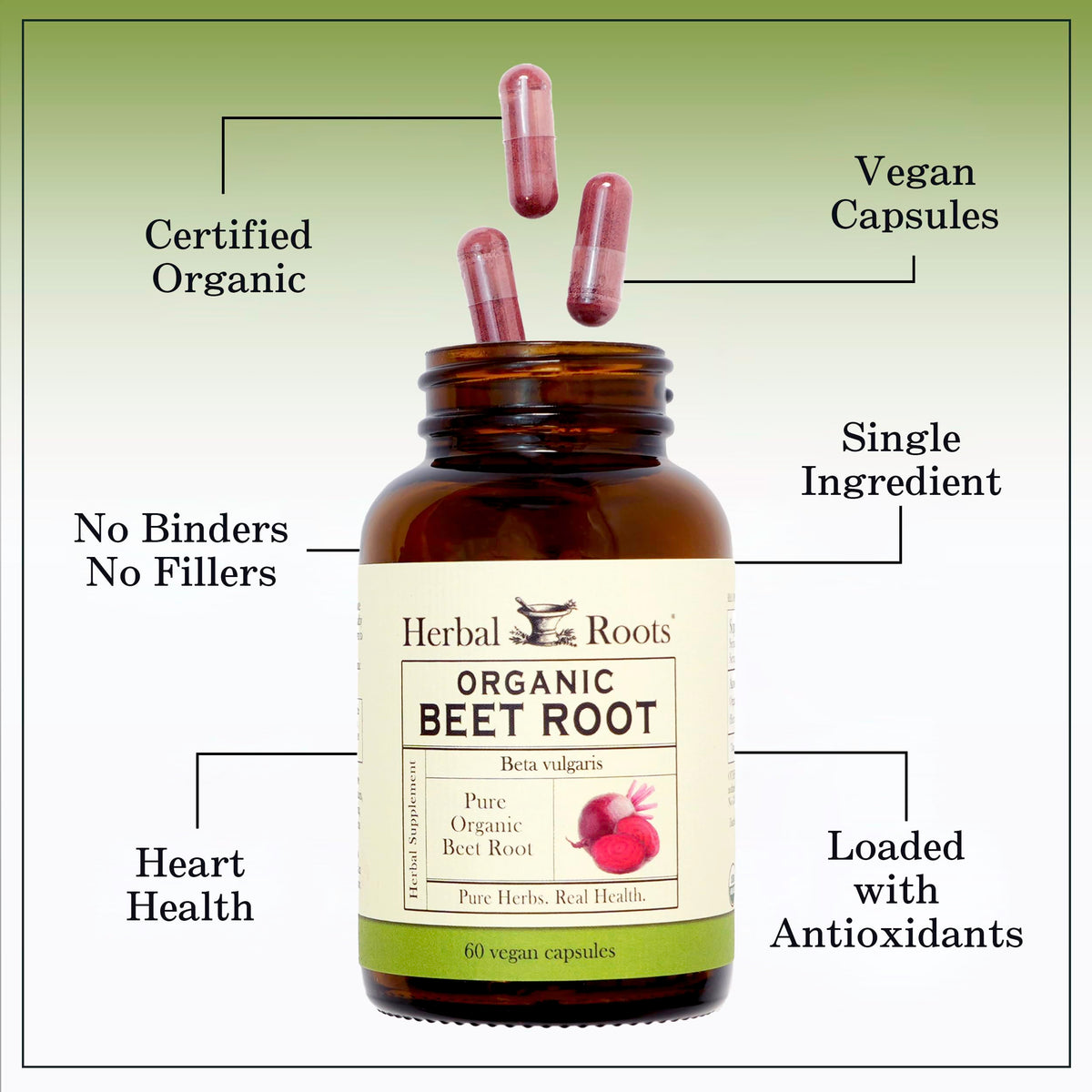 Herbal Roots Organic Beet Root Powder Capsules for Heart Health - 60 Count - image 4