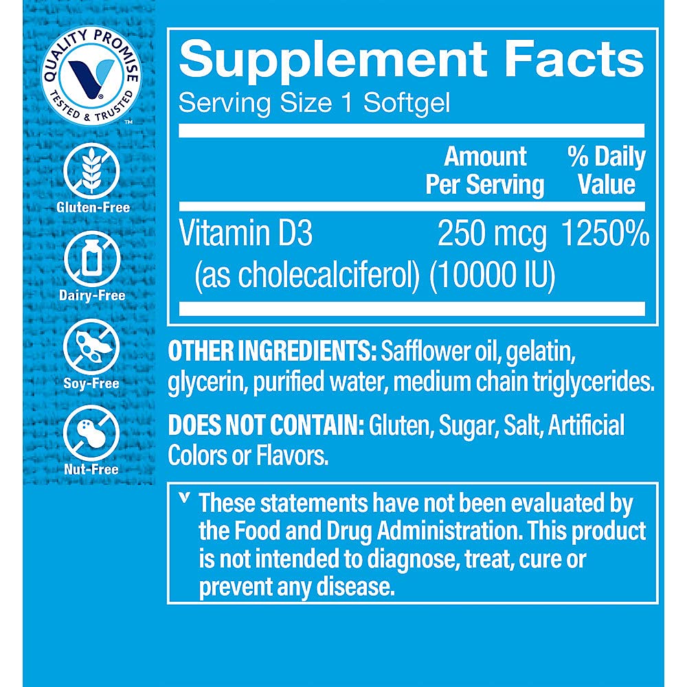 The Vitamin Shoppe Vitamin D3 10000 IU - 100 Softgels - image 2