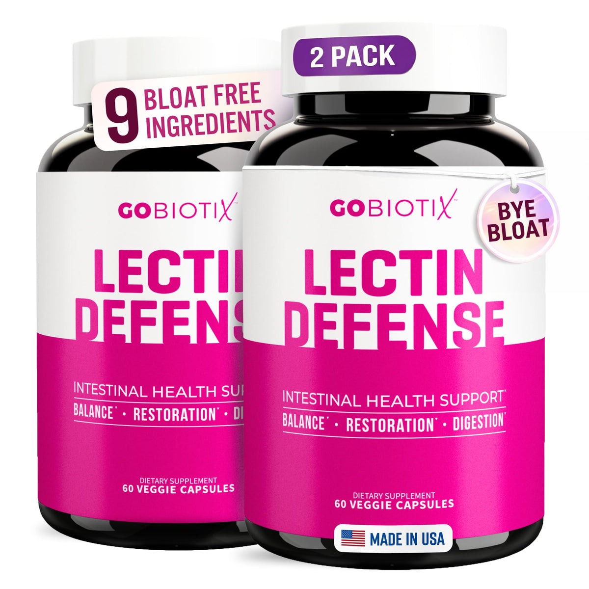 GOBIOTIX Lectin Defense Digestive Enzyme Supplement - 120 Capsules